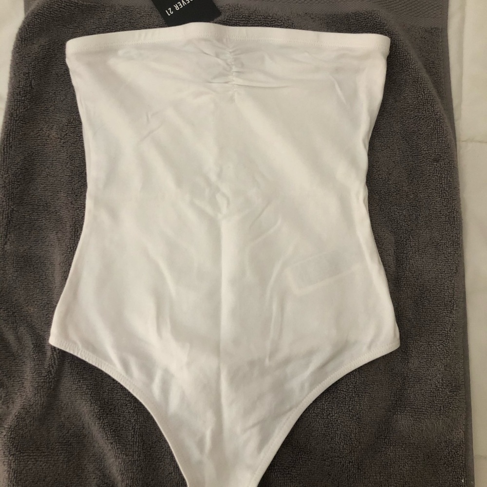 Forever 21 white strapless body suit